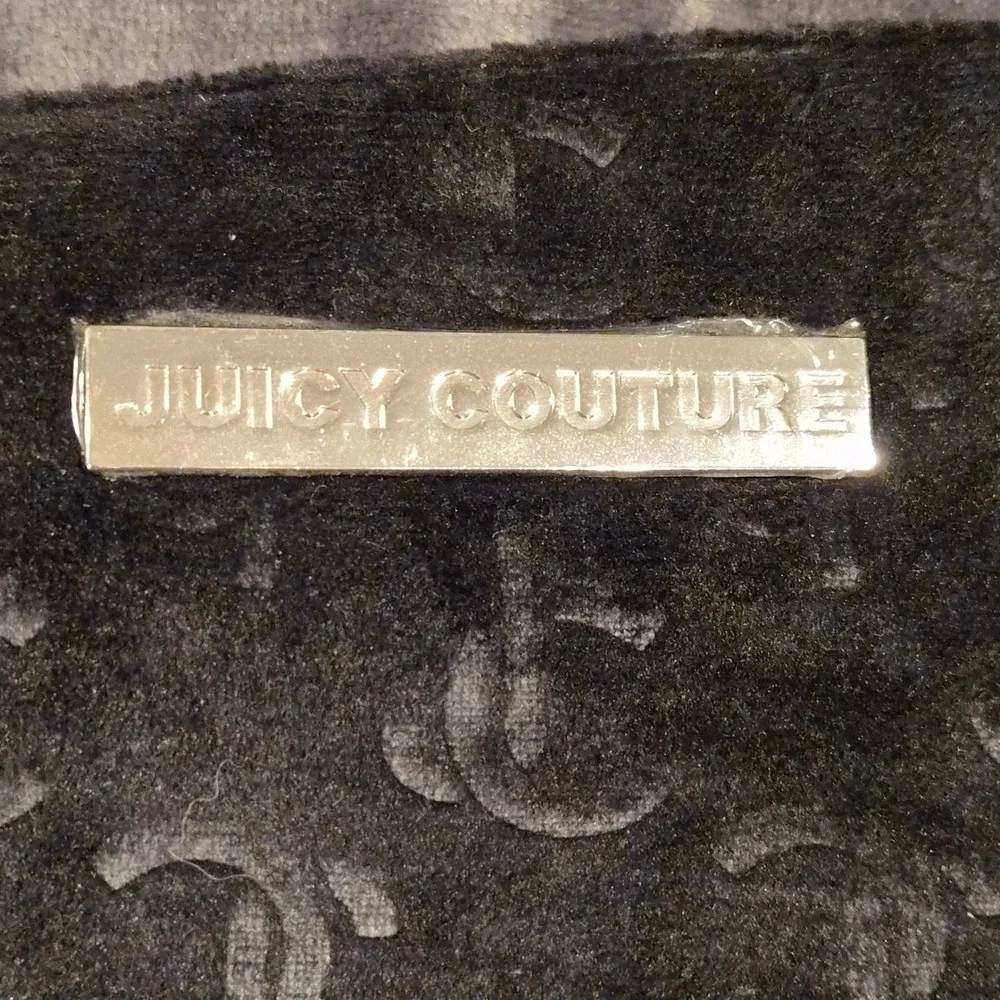 Juicy Couture Black Velour Monogram Makeup Bag Cosmetic Pouch JC Logo